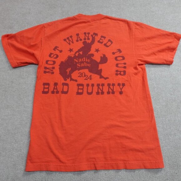 Bad Bunny Shirt Small Orange Most Wanted Tour Double Sided Official - Picture 2 of 8